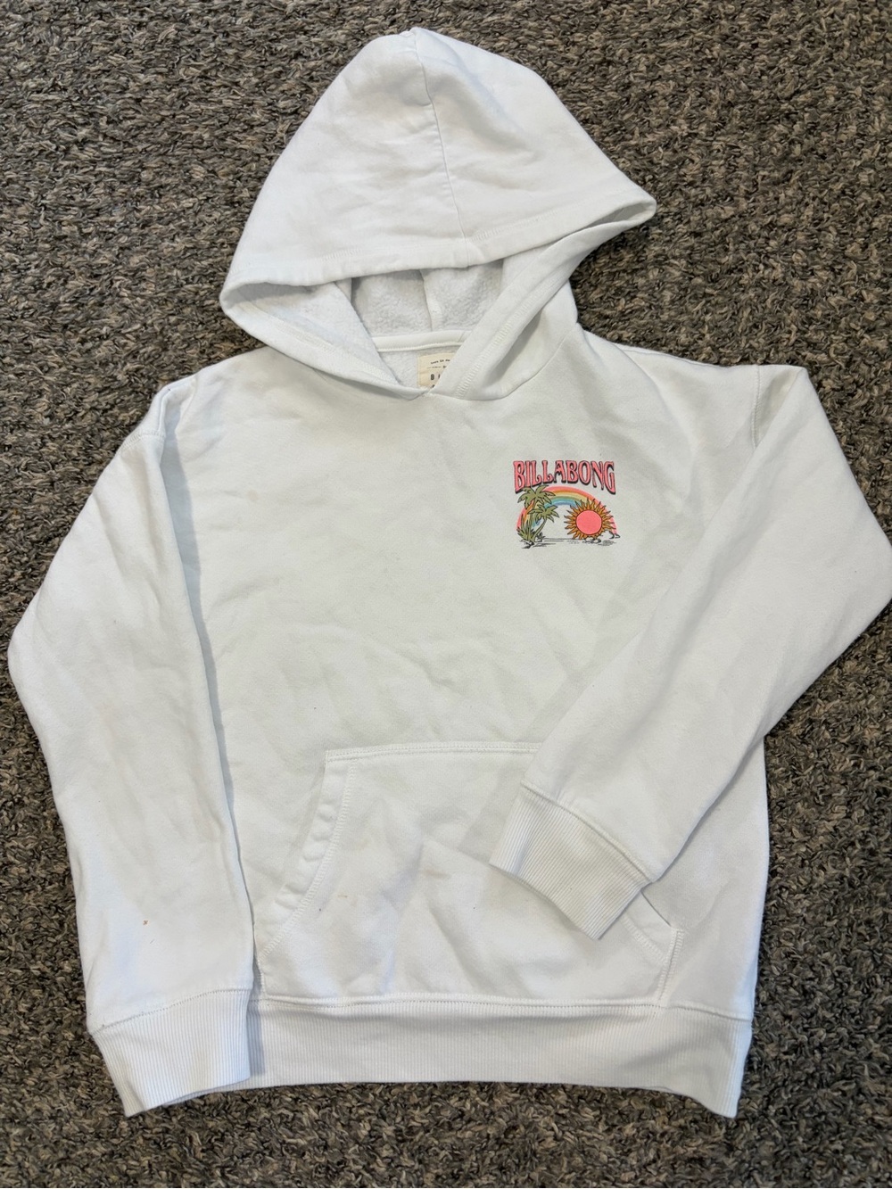 Billabong Kids White Hoodie with Surf Sun Graphic